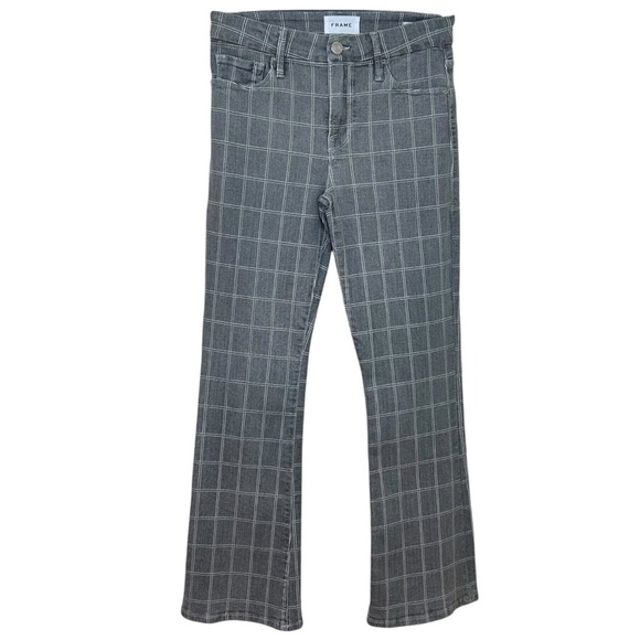 Frame - “Le Crop Mini Boot” Jeans in Grey Plaid, Cropped, Bootcut - Size 25 - Picture 5 of 17